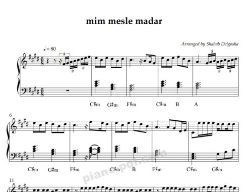 Mim Mesle Madar Piano Sheet