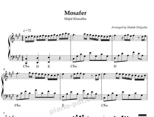 Mosafer Piano Sheet