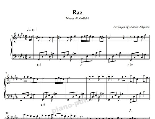 Raz Naser Abdollahi Piano Sheet