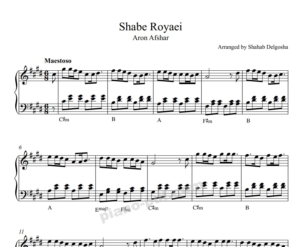 Shabe Royaei Piano Sheet