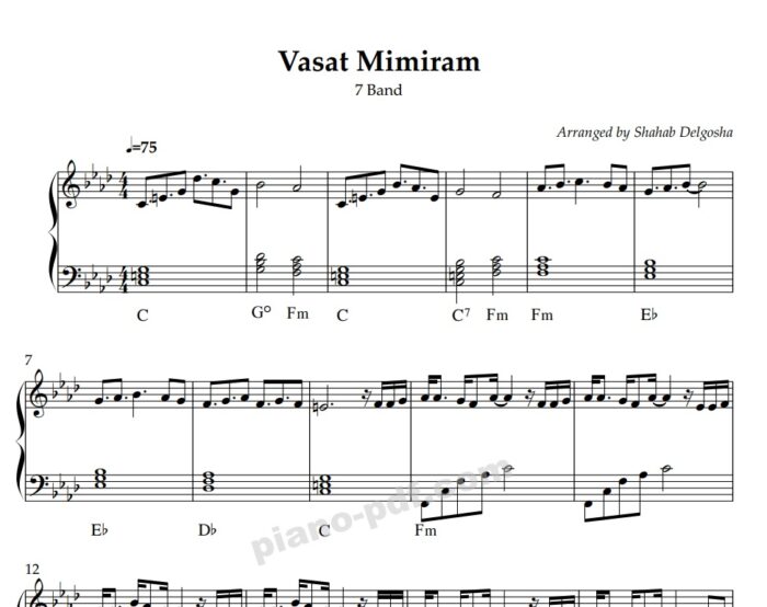 Vasat Mimiram Piano Sheet