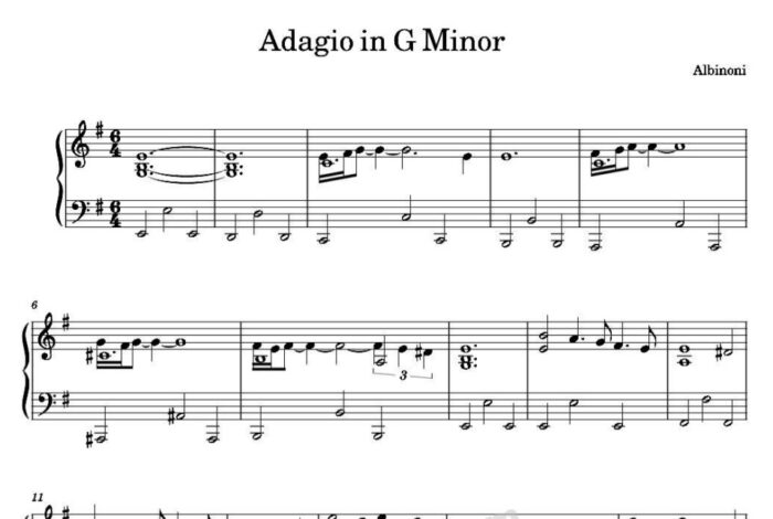 Adagio in G Minor Albinoni piano sheet