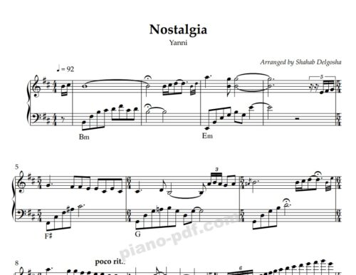 Nostalgia Yanni Piano Sheet