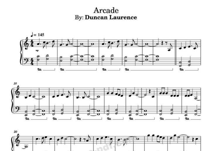 Arcade Piano Sheet