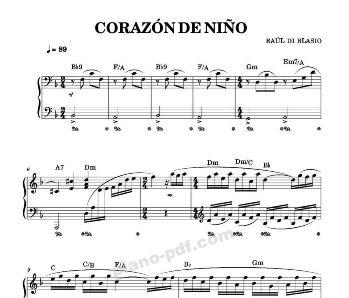 Corazon De Nino Piano Sheet