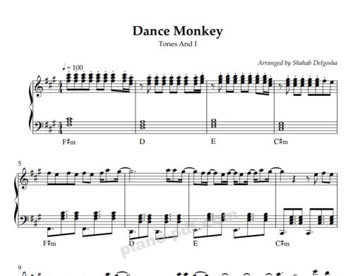 Dance Monkey Piano Sheet