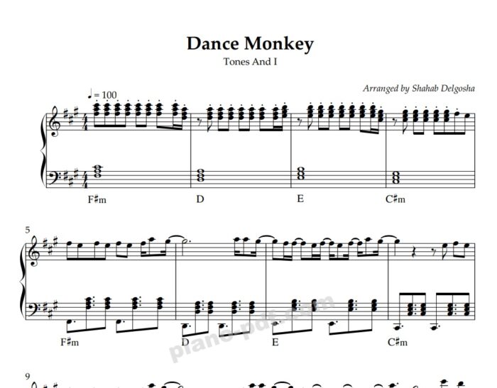 Dance Monkey Piano Sheet