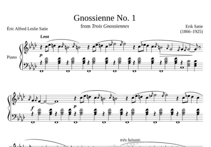 Gnossienne No 1 Piano Sheet