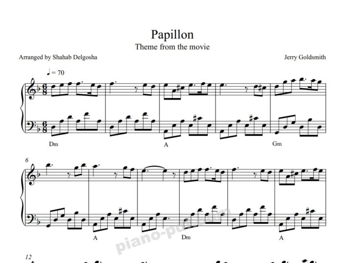 Papillon Piano Sheet