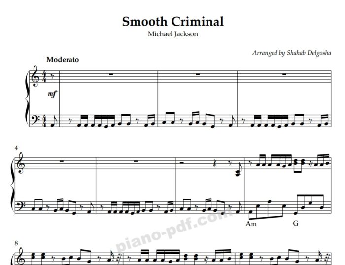 Smooth Criminal Piano Sheet