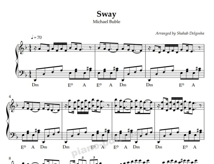 Sway Michael Buble Piano Sheet