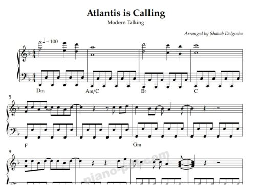 Atlantis is Calling Piano Sheet