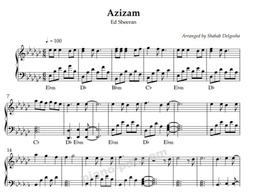 Azizam Ed Sheeran Piano Sheet