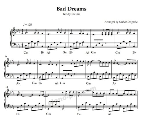 Bad Dreams Piano Sheet