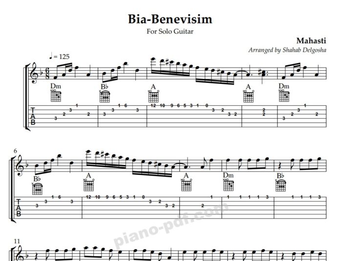 Bia Benevisim Guitar Sheet Music