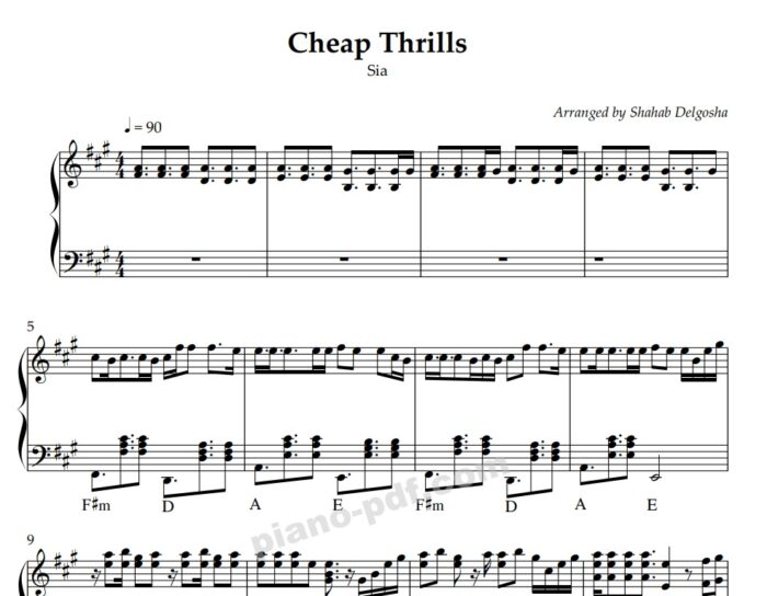 Cheap Thrills Sia Piano Sheet