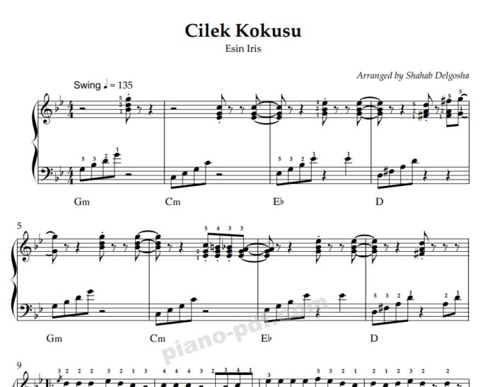 Cilek Kokusu Piano Sheet