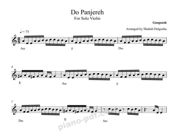 Do Panjereh Violin Sheet Music