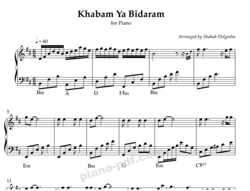 Khabam Ya Bidaram Piano Sheet