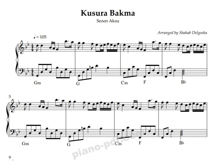 Kusura Bakma Piano Sheet