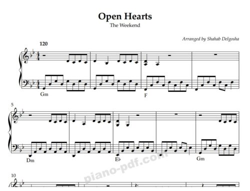 Open Hearts Piano Sheet