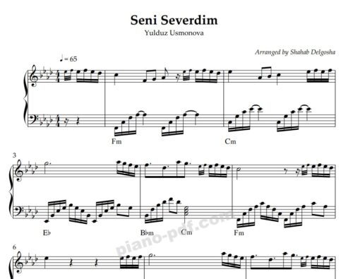 Seni Severdim Piano Sheet