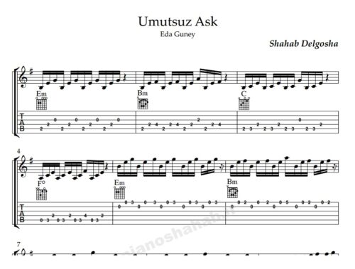 Umutsuz Ask Guitar Sheet Music