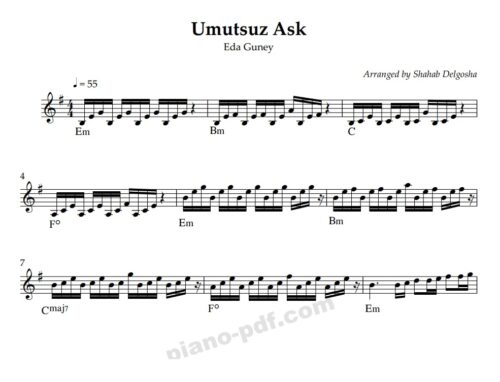 Umutsuz Ask Violin Sheet Music
