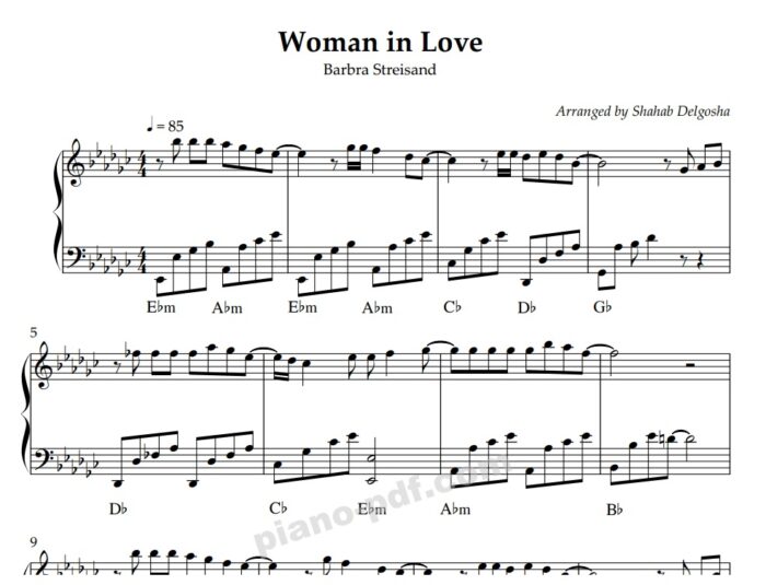 Woman in Love Piano Sheet
