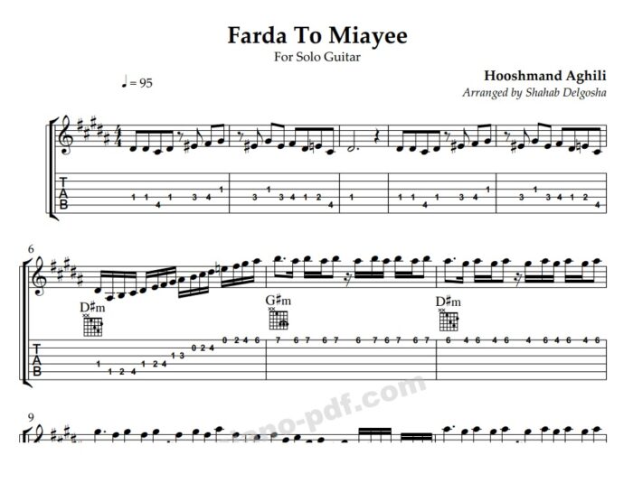 Farda To Miayee Guitar Sheet Music