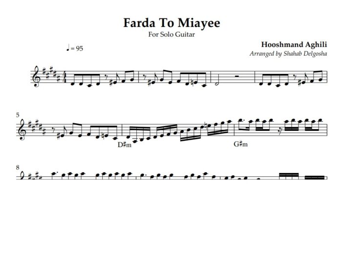 Farda To Miayee Violin Sheet Music