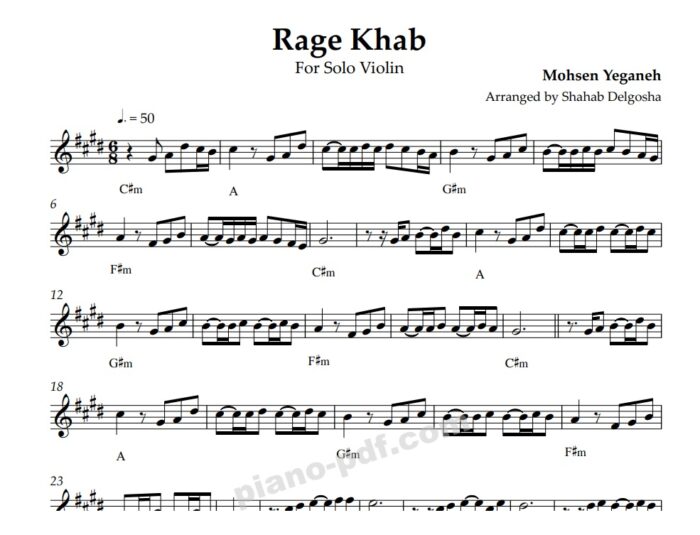 Rage Khab Violin Sheet Music