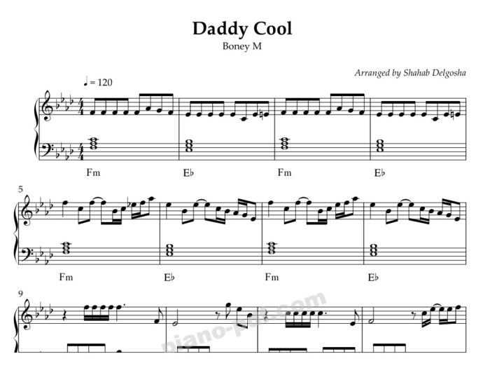 Daddy Cool Piano Sheet