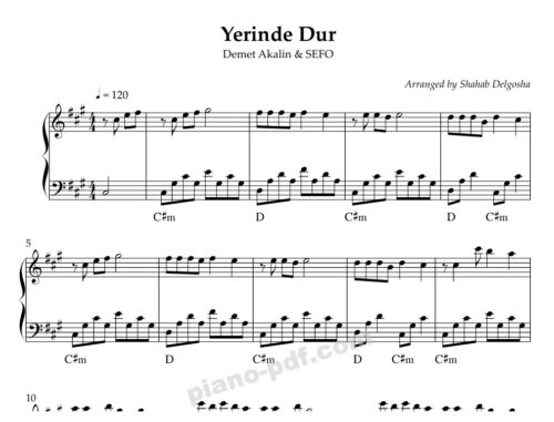 Yerinde Dur Piano Sheet