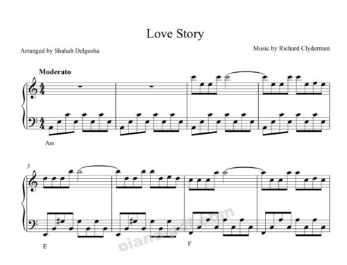 love story richard clayderman piano sheet